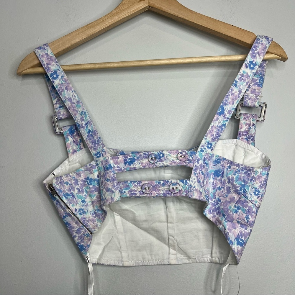 For Love And Lemons Lou Purple Bustier Crop Top size xsmall - Picture 7 of 8